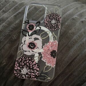 Kate Spade Pink and Black Floral iPhone 16 Pro Max Case